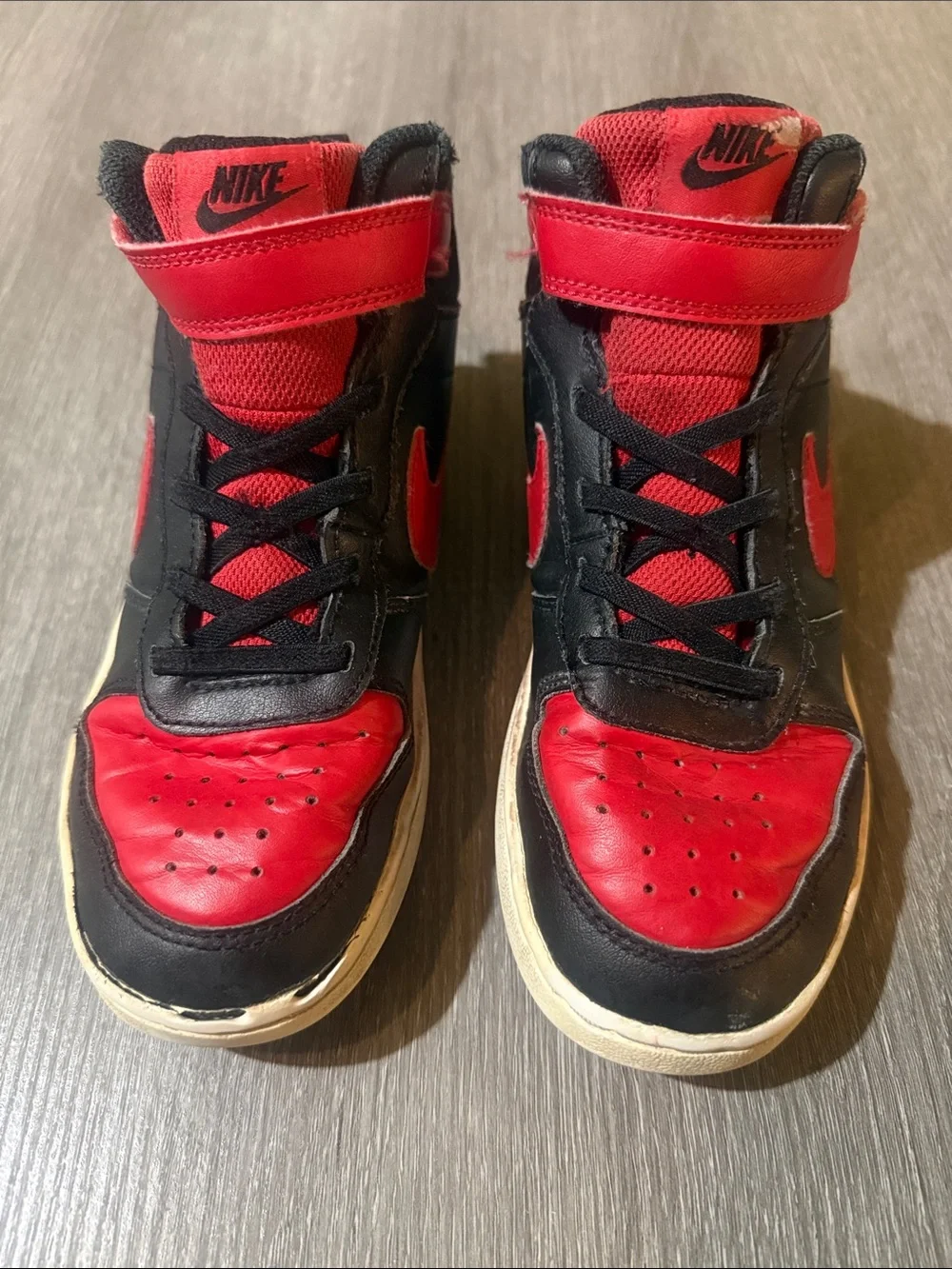 Nike Kids High-Top Sneakers in Black and Red